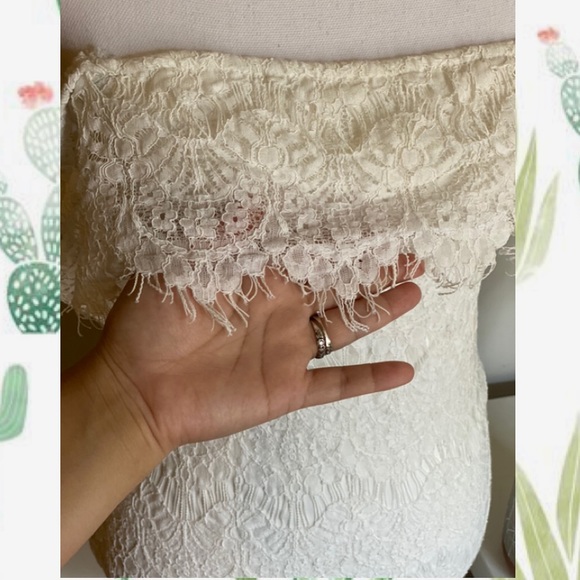 Miss Holly | Off the shoulder white lace mini dress Size 8 - Picture 7 of 11